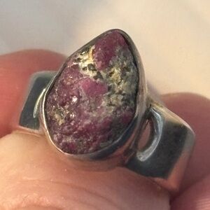 Sterling Silver Ruby Zoisite Teardrop Ring